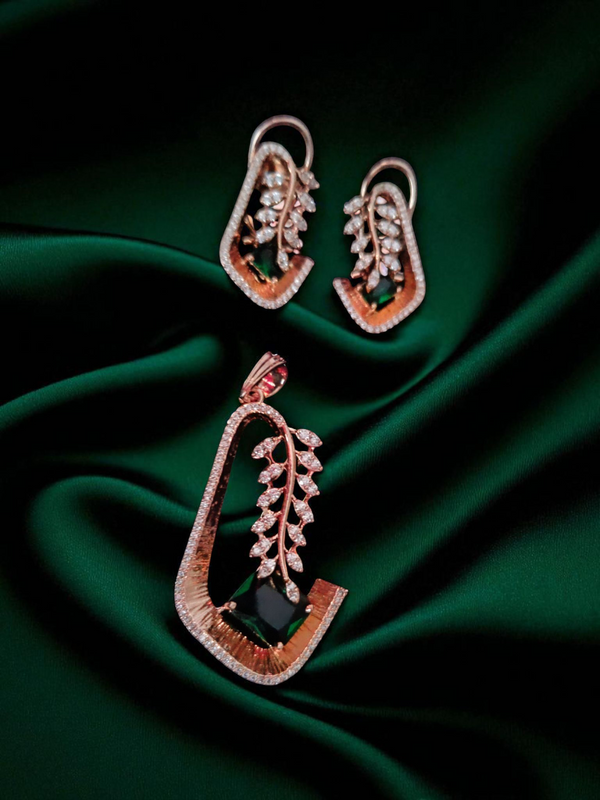 ✨ Ammaira's Gold Plated AAA AD Zirconia Pendant Sets – Available in Baby Pink, Emerald Green & Royal Blue ✨