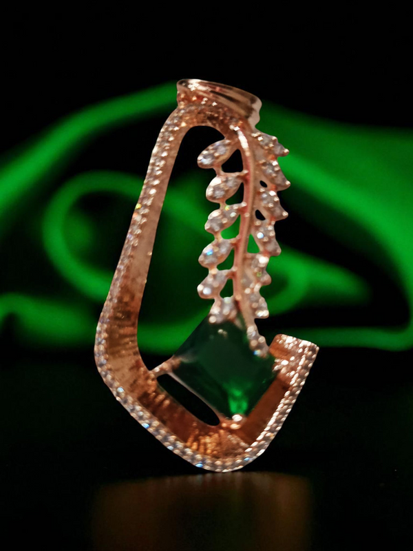 ✨ Ammaira's Gold Plated AAA AD Zirconia Pendant Sets – Available in Baby Pink, Emerald Green & Royal Blue ✨