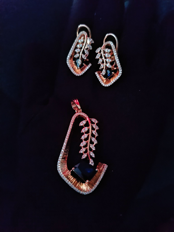 ✨ Ammaira's Gold Plated AAA AD Zirconia Pendant Sets – Available in Baby Pink, Emerald Green & Royal Blue ✨