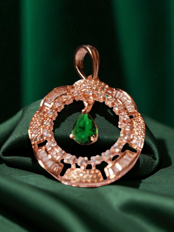✨ Ammaira's Gold Plated AAA AD Zirconia Pendant Sets – Available in Emerald Green & Plain White ✨