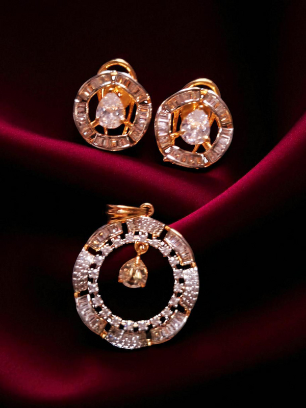 ✨ Ammaira's Gold Plated AAA AD Zirconia Pendant Sets – Available in Emerald Green & Plain White ✨