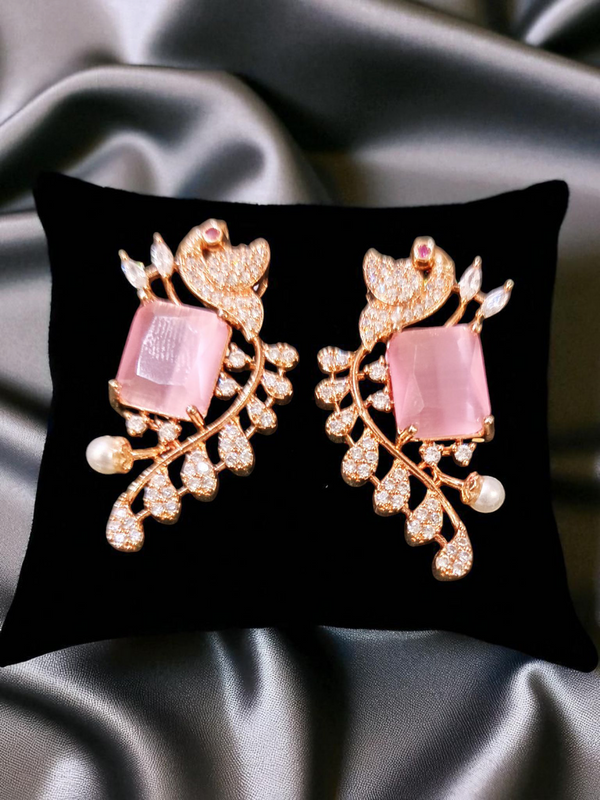 Ammaira’s Graceful Peacock Motif Rose Gold Plated AAA AD Zirconia Pendant Set