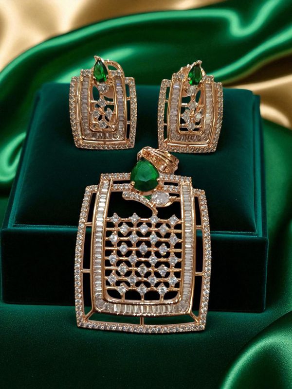 Ammaira’s Rose Gold Plated AAA AD Zirconia Pendant Set ✨