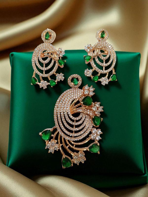 ✨ Ammaira’s Rose Gold Plated AAA AD Zirconia Pendant Set ✨