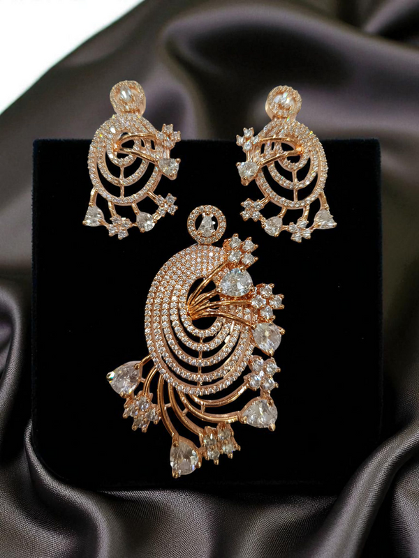✨ Ammaira’s Rose Gold Plated AAA AD Zirconia Pendant Set ✨