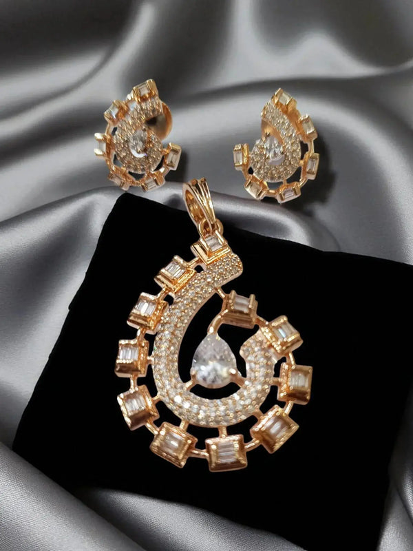 ✨Ammaira’s Tear drop Rose Gold Plated AAA AD Zirconia Pendant Set ✨ - Ammaira Jewelz