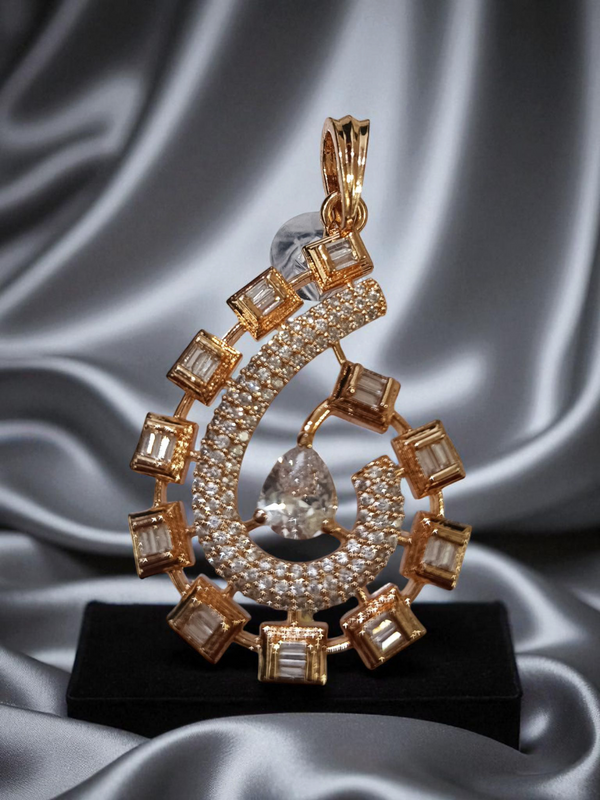 ✨Ammaira’s Tear drop Rose Gold Plated AAA AD Zirconia Pendant Set ✨