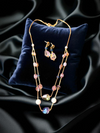 Premium High Gold Fancy Double Layered Crystal Mala with Earrings