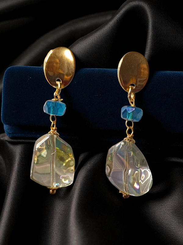 Premium High Gold Fancy Double Layered Crystal Mala with Earrings