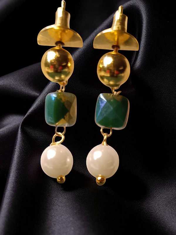 Premium High Gold Fancy Crystal Mala with Designer Earrings