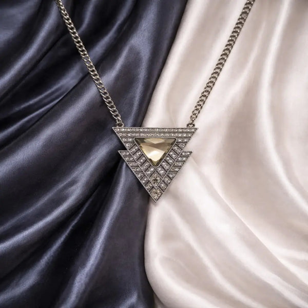 Imported Italian Crystal Triangle Pendant Necklace for Women
