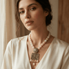 Ivory Beaded Antique Pendant Necklace | Ammaira Jewelz. Ammaira Jewelz
