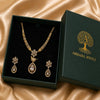 Luxury Matte Rose Gold American Diamond Peacock Necklace Set with Crystal Drop