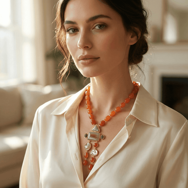 Orange Beaded Statement Necklace | Ammaira Jewelz Ammaira Jewelz