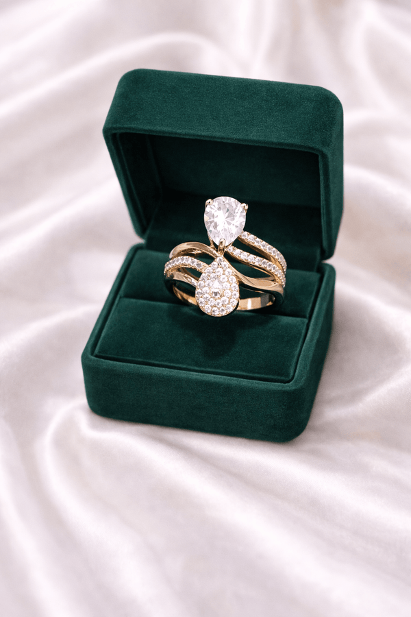 Pear-Shaped Double Stone Rose Gold Ring for WomenAmmaira Jewelz