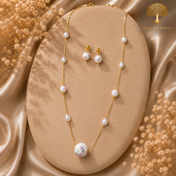 Pearl Petal Elegance Mala Set