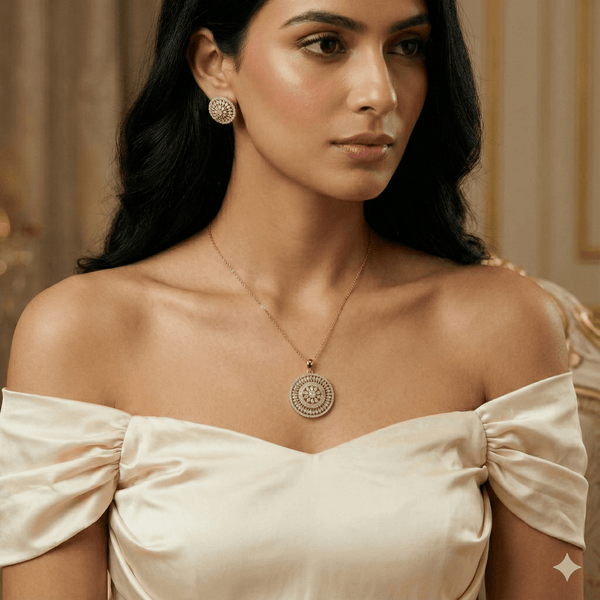 Radiant Rose Gold Floral CZ Pendant Set | Ammaira Jewelz Ammaira Jewelz