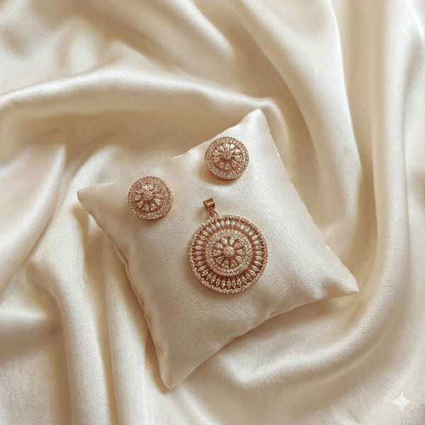 Radiant Rose Gold Floral CZ Pendant Set | Ammaira Jewelz Ammaira Jewelz