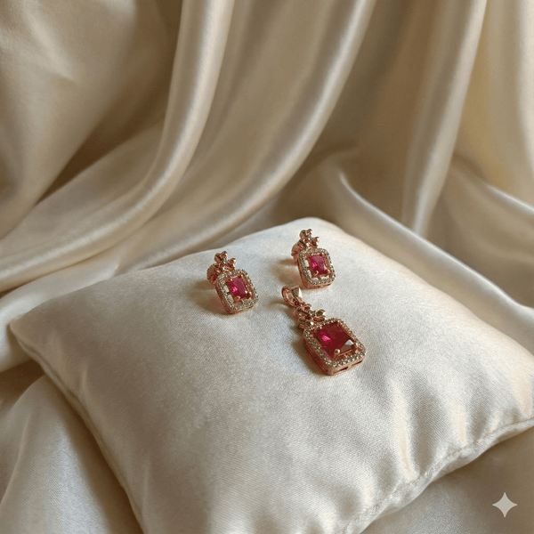 Romantic Ruby Red Rose Gold Set | Ammaira Jewelz Ammaira Jewelz
