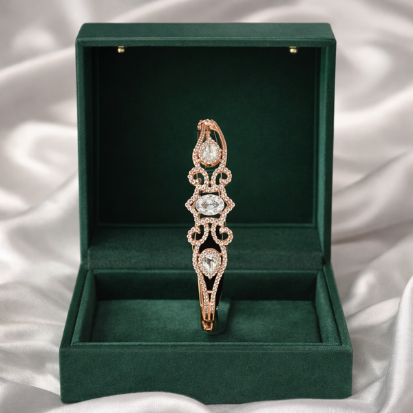 Rose Gold Crystal Openable Bracelet for Festive & Daily Luxury