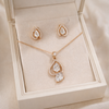 Rose Gold Double Teardrop Crystal Pendant & Earrings Set β Luxury Sparkle Jewelry