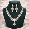 Rose Gold Floral Diamond Necklace & Drop Earrings Set | Ammaira Jewelz