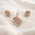 Rose Gold Geometric Crystal Pendant & Stud Earrings Set – Elegant Square Design Jewelry
