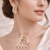 Rose Gold Geometric Floral Diamond Pendant & Earrings Set | Ammaira Jewelz