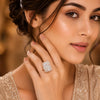 Rose Gold Moonlight Majesty Adjustable Crystal Ring for Women