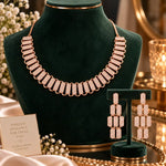 Rose Gold Radiant Link CZ Necklace Set