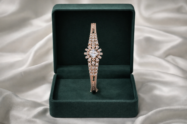 Rose Gold Starburst Crystal Openable Bracelet for Festive Wear