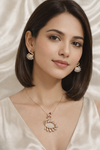 Rose Gold Swan Diamond Pendant & Stud Earrings Set | Ammaira Jewelz