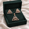 Rose Gold Triple Triangle Diamond Pendant & Stud Earrings Set | Ammaira Jewelz