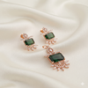 Rose Gold Square Diamond Pendant & Stud Earrings Set | Ammaira Jewelz