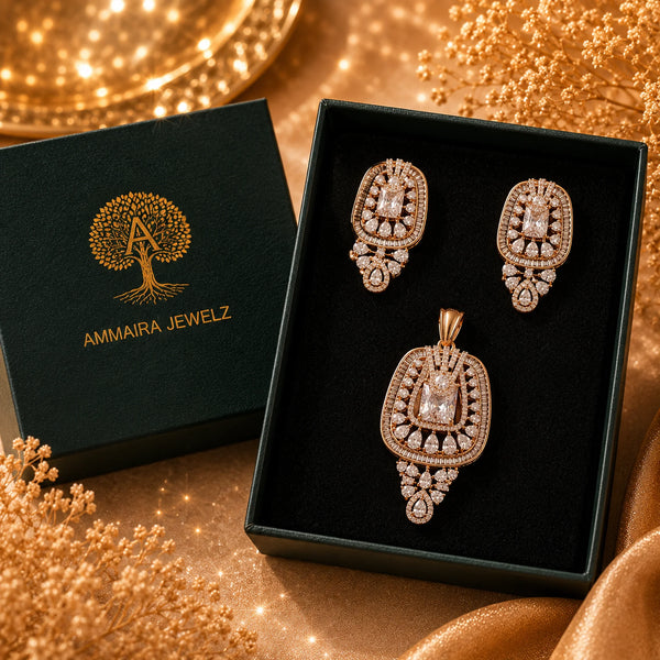Royal American Diamond Pendant Set Without Chain