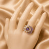 Royal Amethyst Bloom Adjustable Statement Ring for Women
