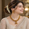 Royal Antique Rose Gold Jhumka Necklace Set with Ruby Accent
