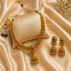 Royal Antique Rose Gold Jhumka Necklace Set with Ruby Accent