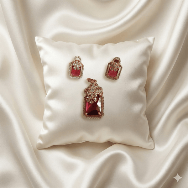 Royal Ruby Red Rose Gold Pendant Set | Ammaira Jewelz Ammaira Jewelz