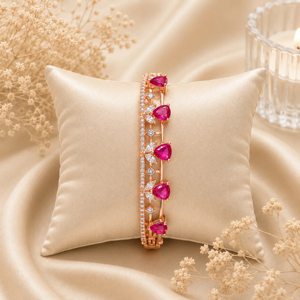 Ruby Red Stone American Diamond Bracelet for Women