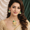 Shyam Kripa Divya Darshan Khatu Shyam Ji Rose Gold Pendant Set - Emerald | Ammaira Jewelz