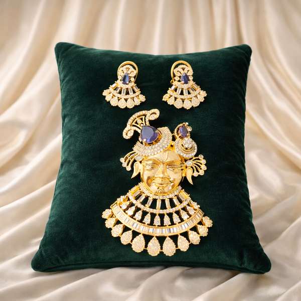 Shyam Kripa Divya Darshan Khatu Shyam Ji Rose Gold Pendant Set - Purple | Ammaira Jewelz