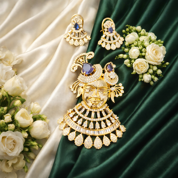 Shyam Kripa Divya Darshan Khatu Shyam Ji Rose Gold Pendant Set - Purple | Ammaira Jewelz