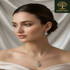 Silver Polish Teardrop Diamond Pendant & Stud Earrings Set | Ammaira Jewelz