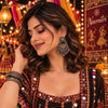 Vasudha two-tone fusion alloy statement earrings for women with floral tops, geometric drops and dangling paisley-inspired charms for Navratri.