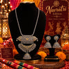 Vasundhara alloy oxidised 2-tone fusion necklace set with matching Jhumka earrings, lightweight traditional Navratri jewellery for women