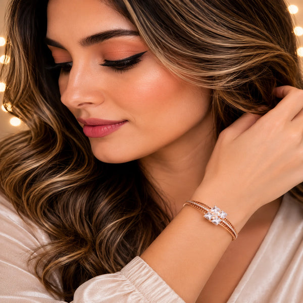 White Stone Rose Gold Bracelet for Women