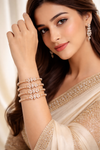 Rose Gold Floral American Diamond Bangles Set | Festive Designer Bangles