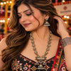 German silver 2 tone fusion necklace set with antique oxidised pendant and matching Jhumka earrings for women