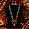 German silver 2 tone fusion necklace set with antique oxidised pendant and matching Jhumka earrings for women